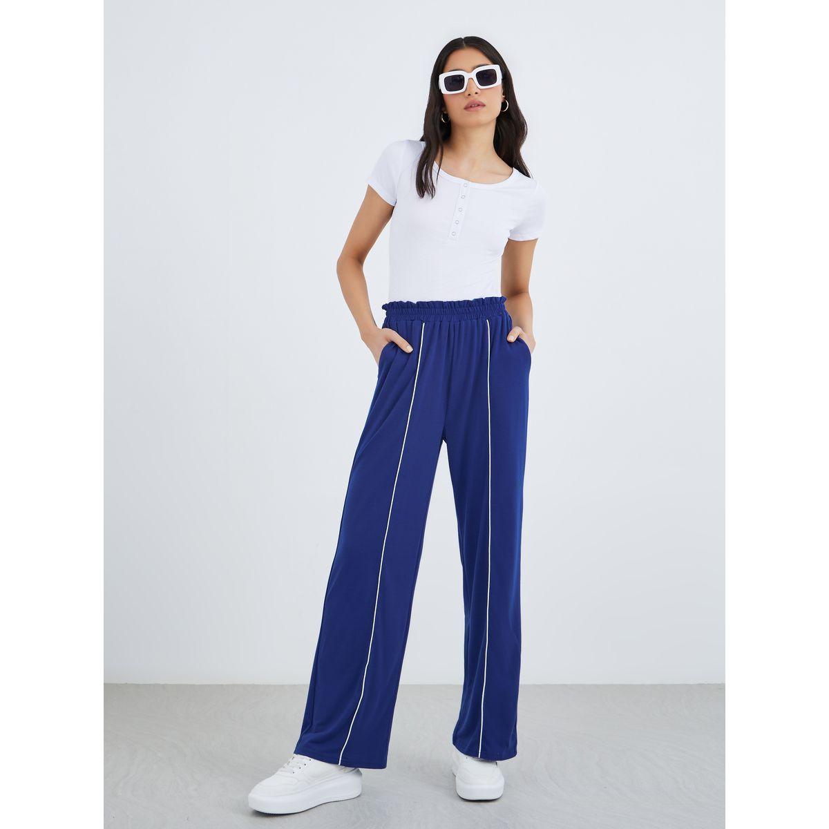 بنطال بخصر مطاطي وتفاصيل أنبوب-women-clothing-bottoms-joggers-image-1