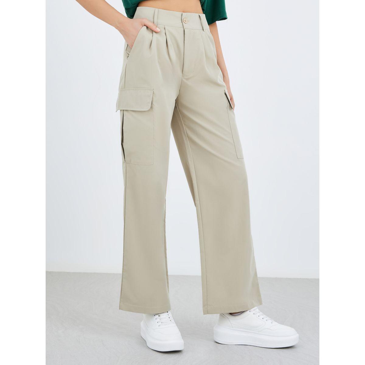 Styli Solid Wide Leg Cargo Pants-women-clothing-bottoms-trousers-image-2