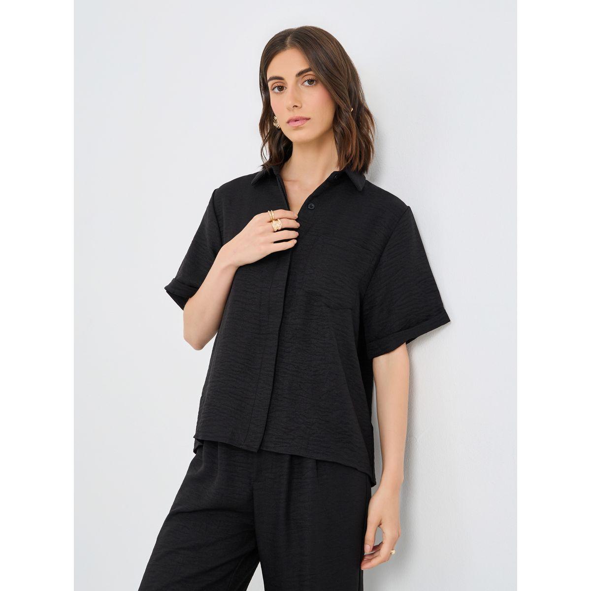 Styli Solid Relaxed Fit Shirt and Pants Co-Ords-women-clothing-coordsets-image-2