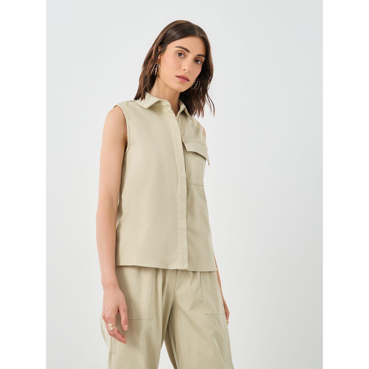 Styli Solid Patch Pocket Top and Pants Co-Ords-women-clothing-coordsets-image-2
