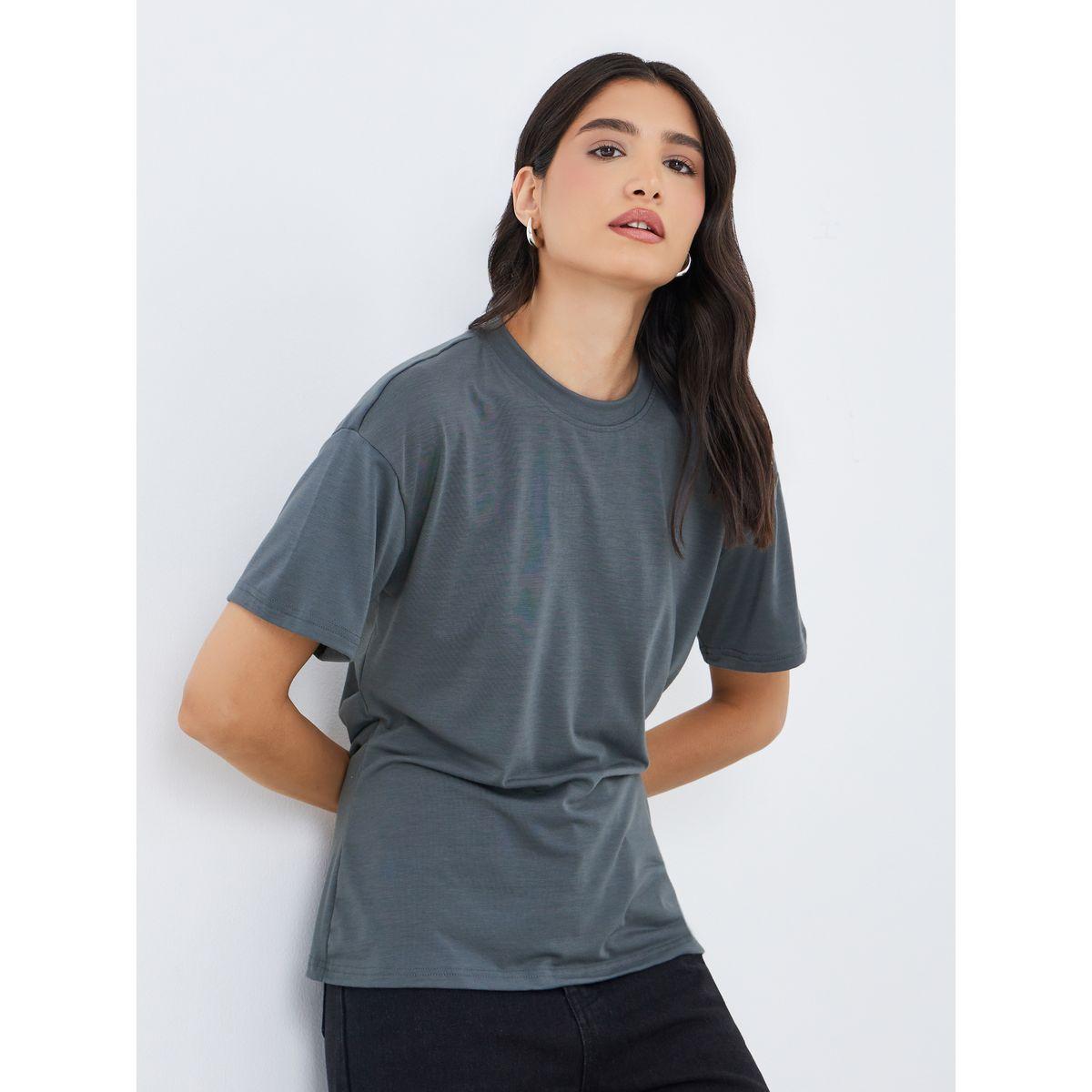 Styli Back Split Hem Detail Oversized T-Shirt-women-clothing-tshirts-image-1