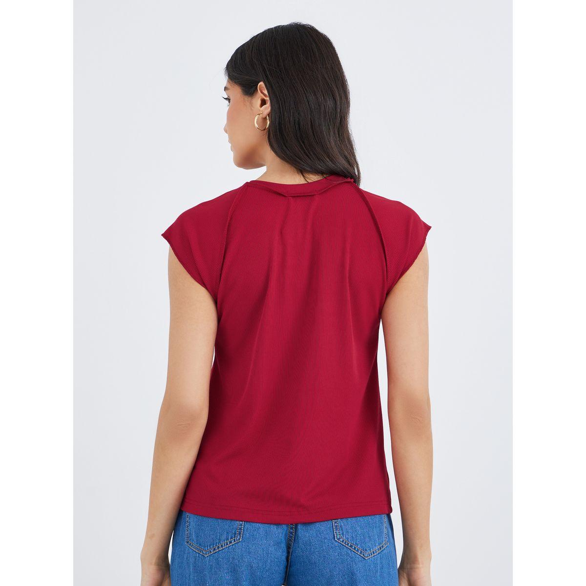 بلوزة بتفاصيل نجمة مُطرزة بأكمام ريجلان قصيرة-women-clothing-shirtsandblouses-blouses-image-4