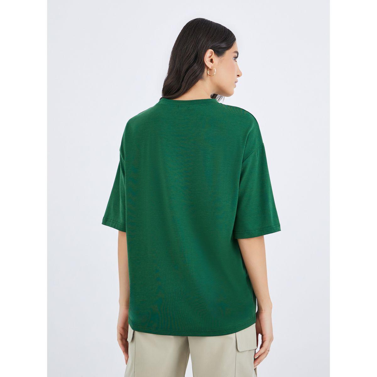 Styli Solid Side Split Regular Fit T-Shirt-women-clothing-tshirts-image-4