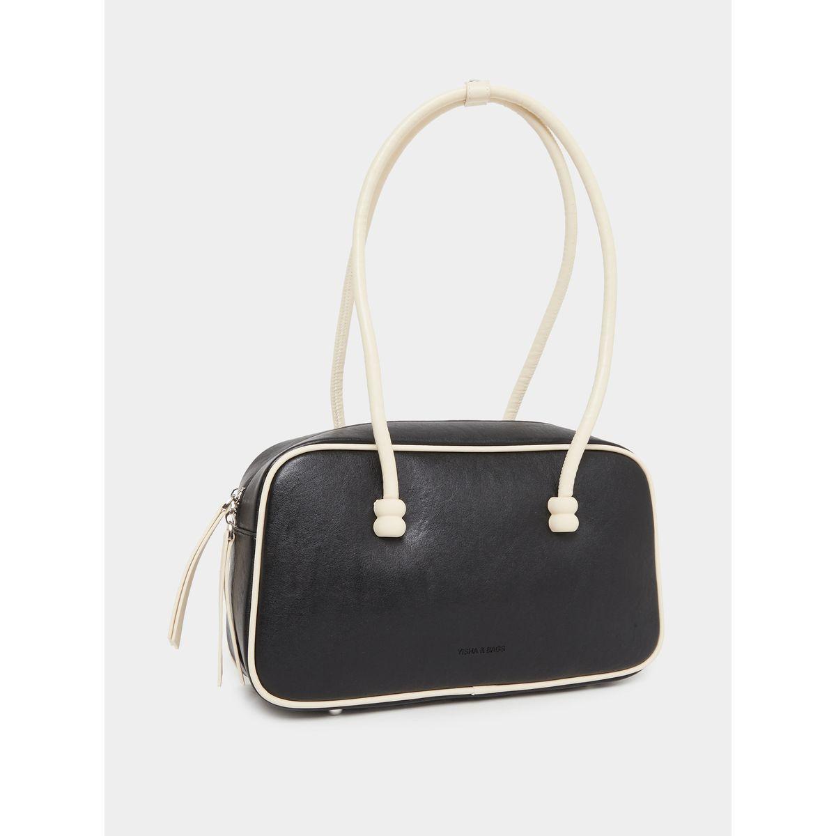 Styli Black Bowling Bag with Contrast Handle-women-bagsandwallets-handbags-image-1