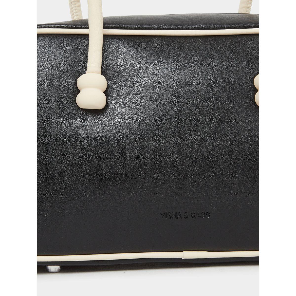 Styli Black Bowling Bag with Contrast Handle-women-bagsandwallets-handbags-image-3