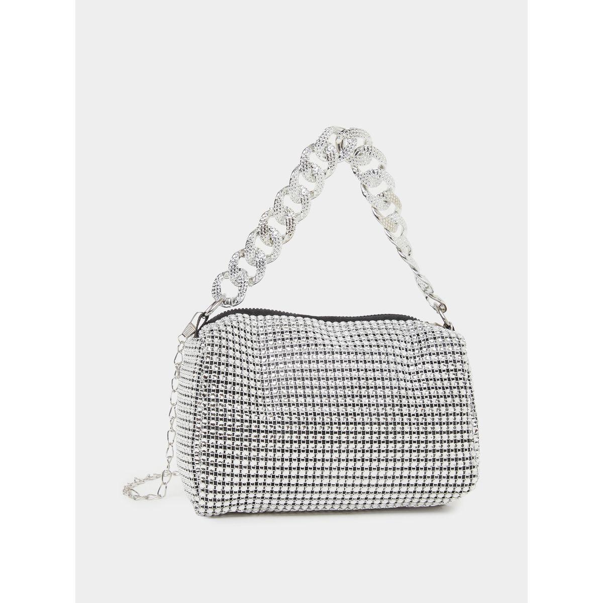 Styli Embellished Baguette Bag with Chain Handle-women-bagsandwallets-handbags-image-1