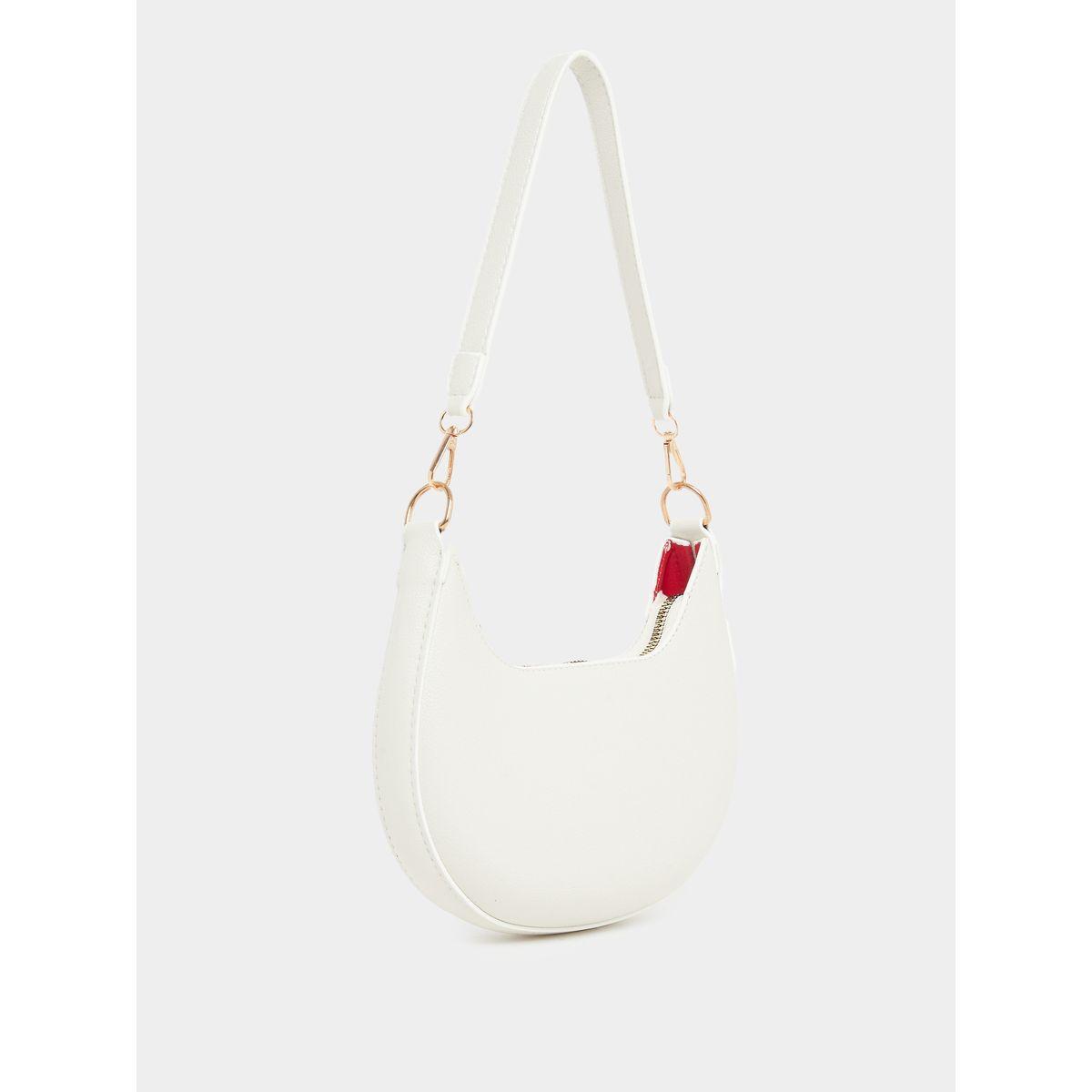 Styli White Half Moon Shoulder Bag with Detachable Strap-women-bagsandwallets-handbags-image-1