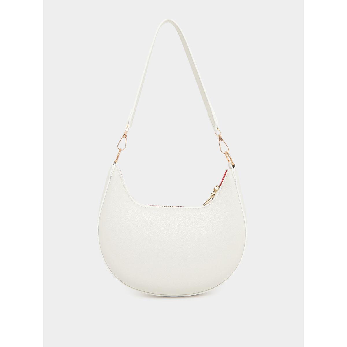 Styli White Half Moon Shoulder Bag with Detachable Strap-women-bagsandwallets-handbags-image-2