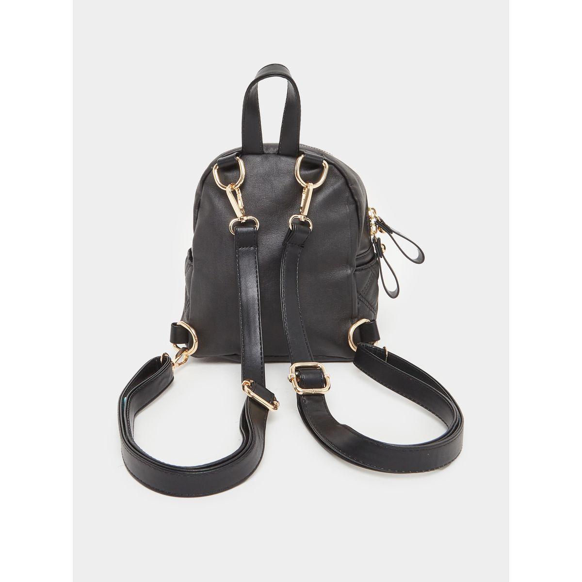 Styli Black Quilted Mini Backpack-women-bagsandwallets-backpacks-image-2