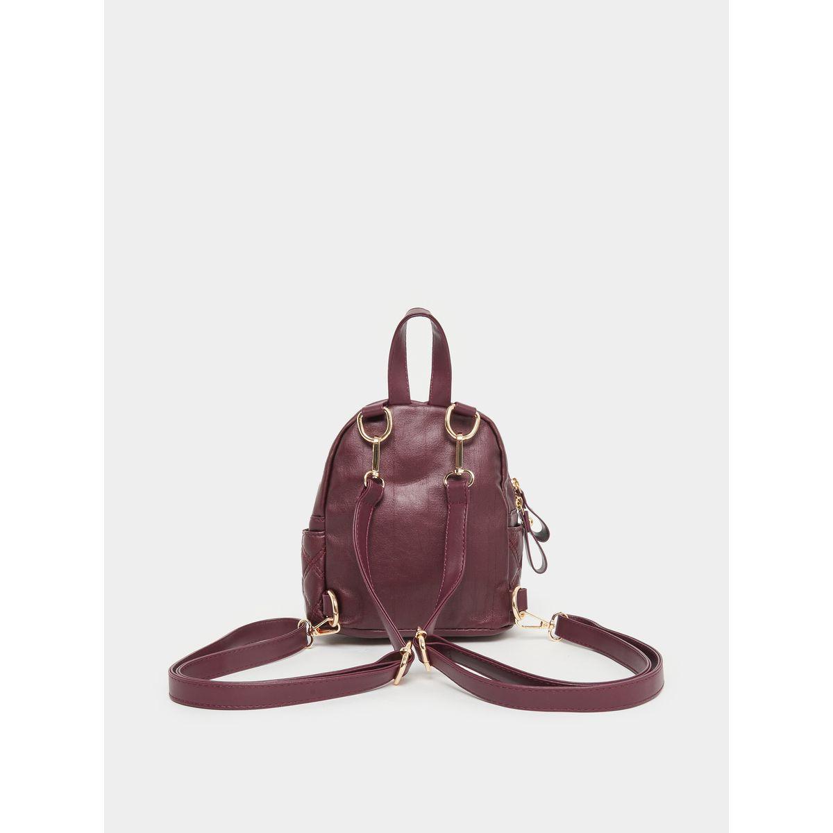 Styli Burgundy Quilted Mini Backpack-women-bagsandwallets-backpacks-image-2
