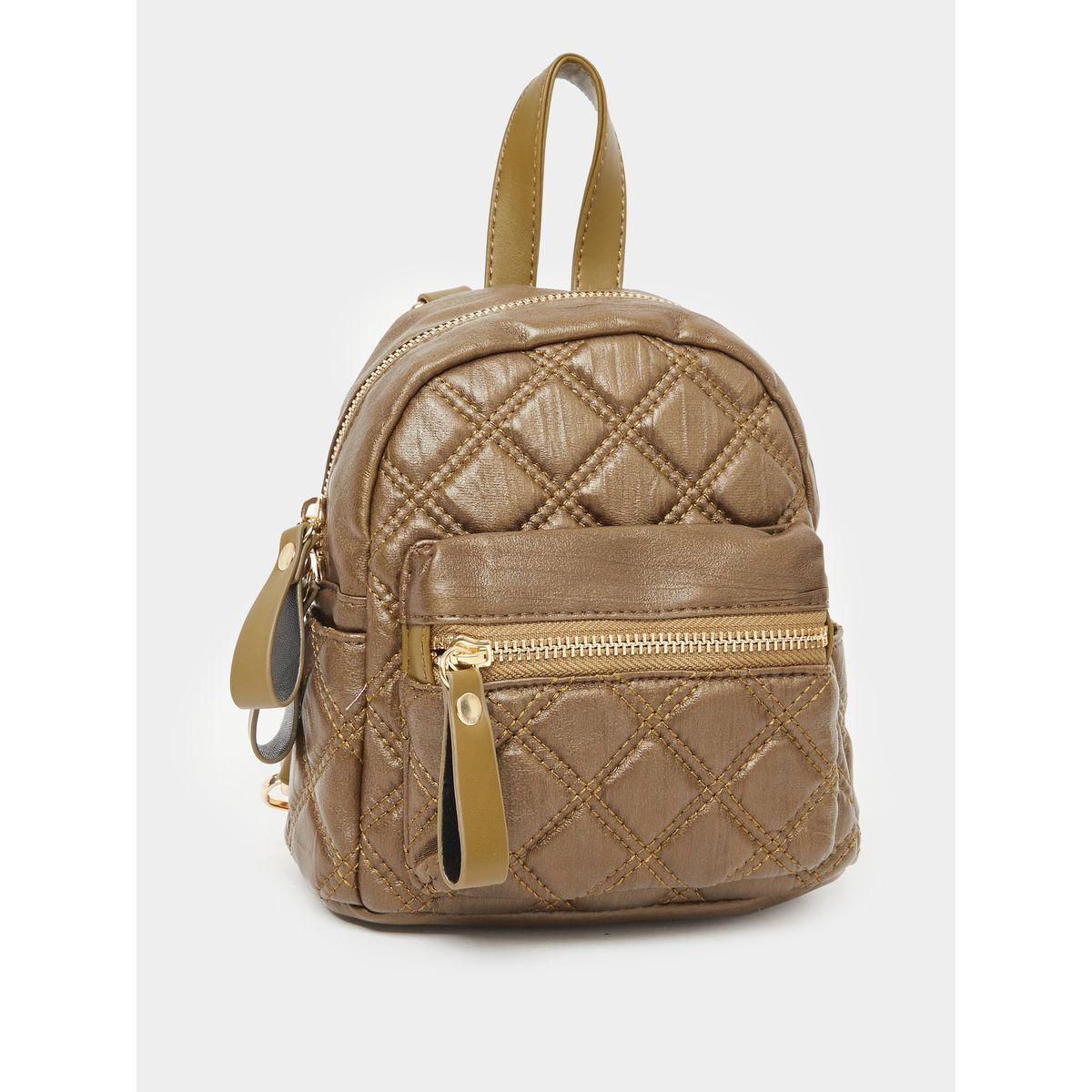 Styli Brown Quilted Mini Backpack-women-bagsandwallets-backpacks-image-1