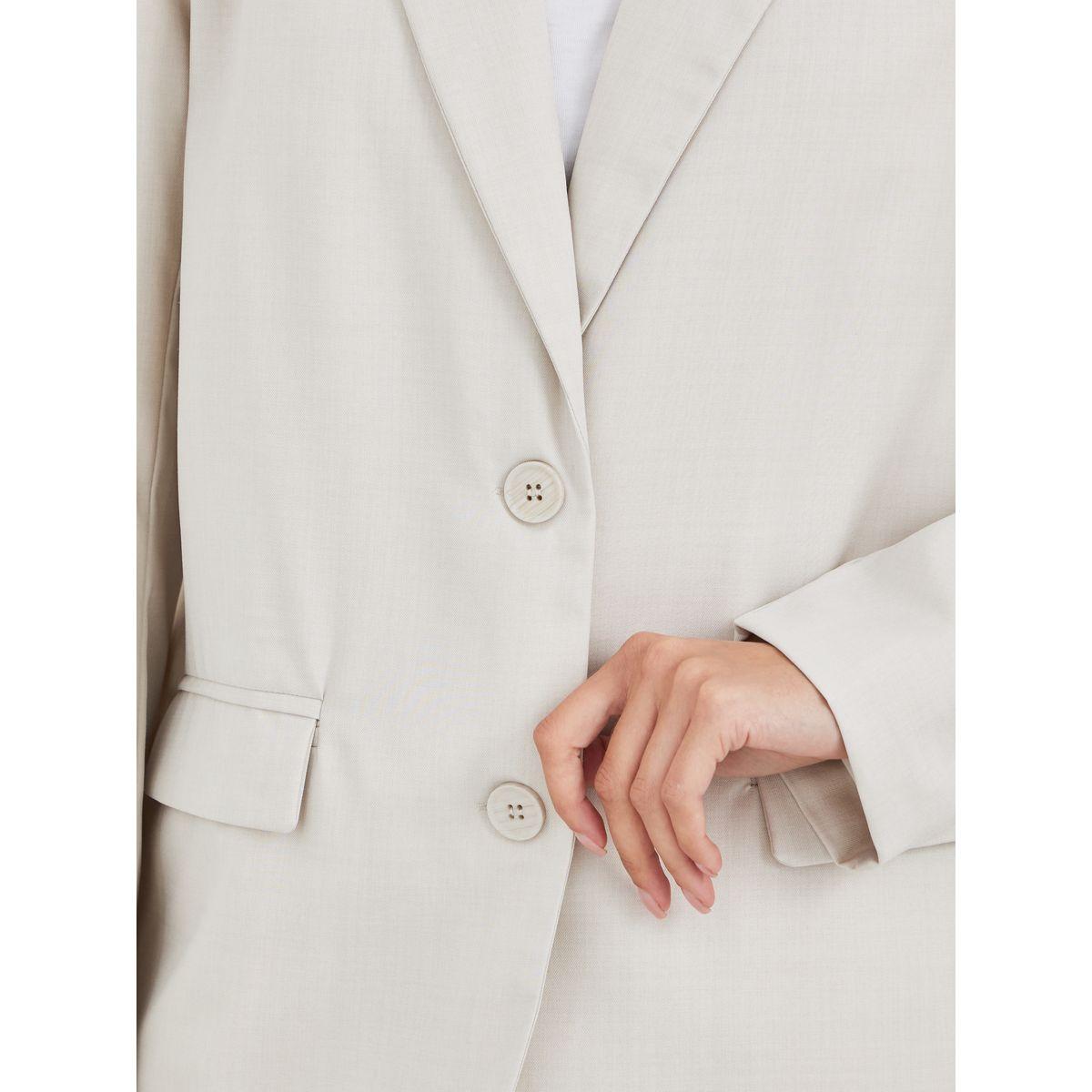 Styli Women Cream Regular Fit Regular Length Linen Look Blazer-women-clothing-coatsandjackets-blazers-image-4