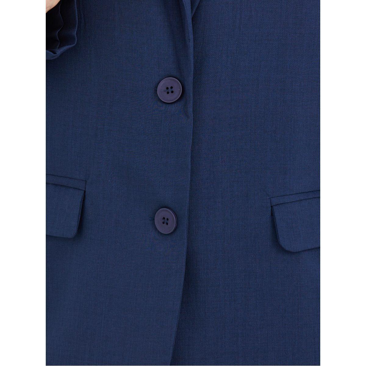 Styli Women Navy Blue Regular Fit Regular Length Linen Look Blazer-women-clothing-coatsandjackets-blazers-image-4
