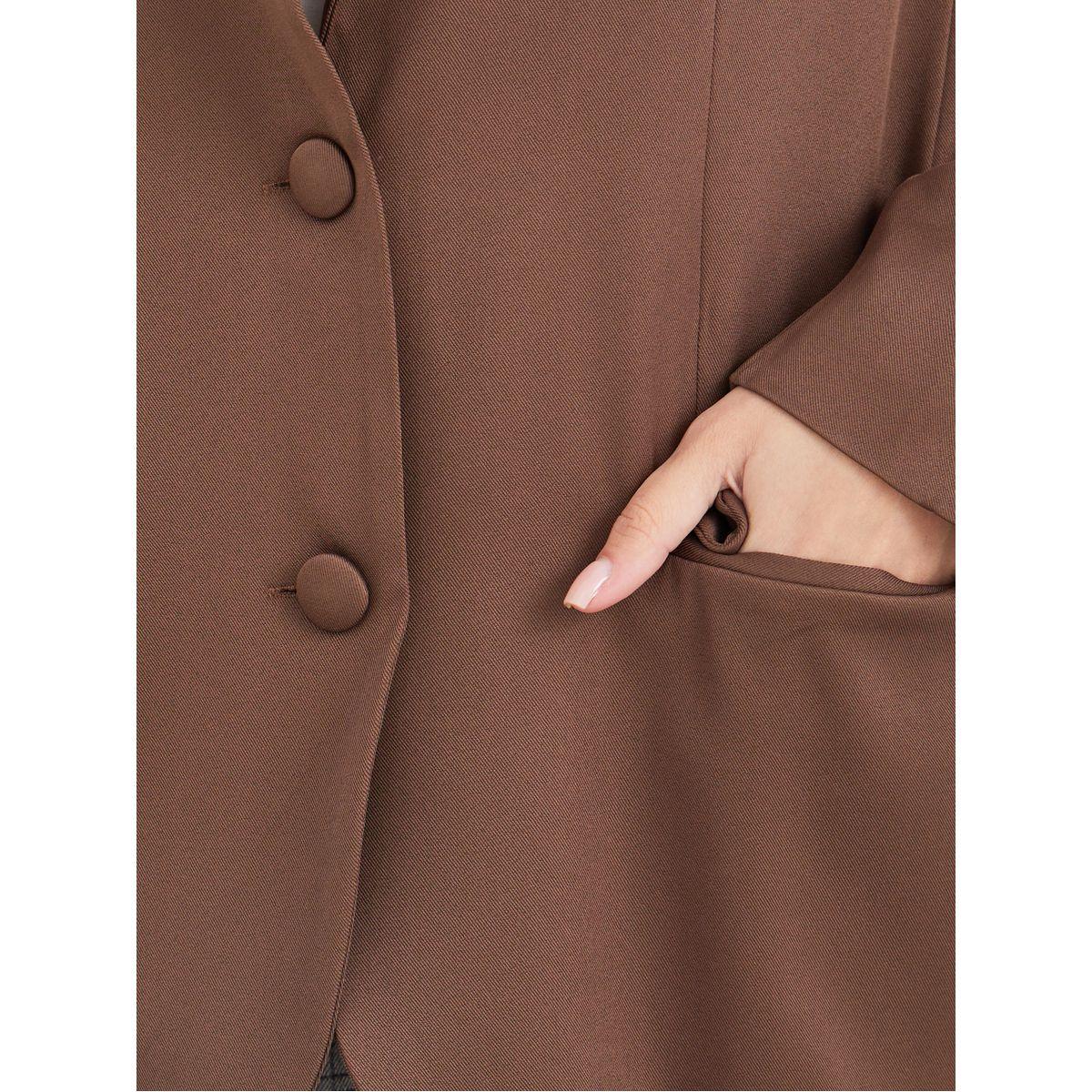 Styli Women Brown Solid Oversized Longline Single Breasted Blazer-women-clothing-coatsandjackets-blazers-image-4