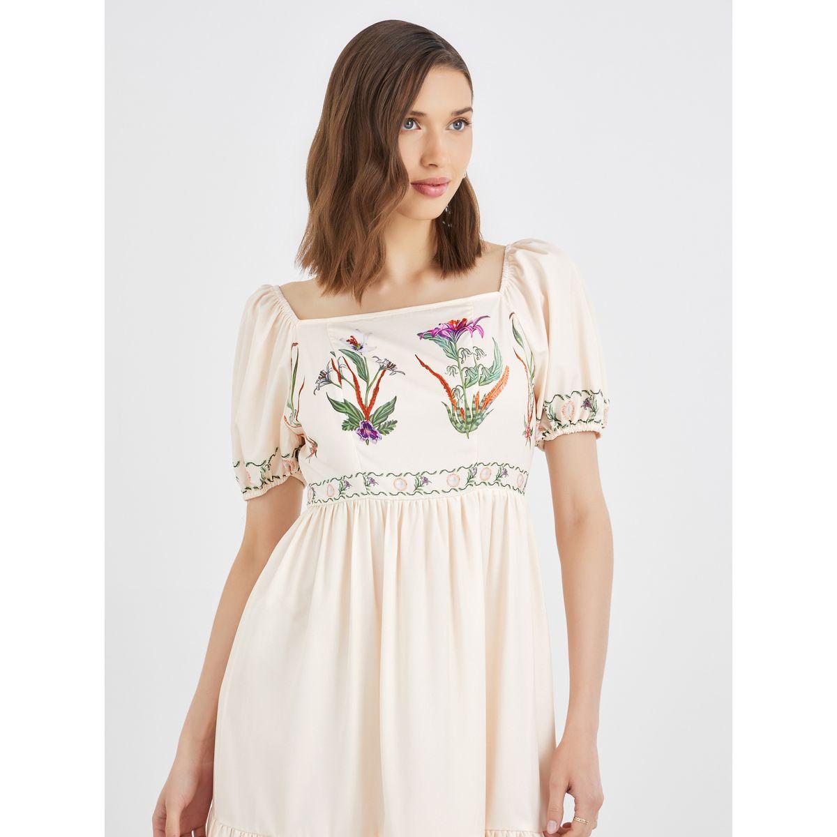 فستان ميدي بطبعة زهور وأكمام منفوخة-women-clothing-dresses-image-3