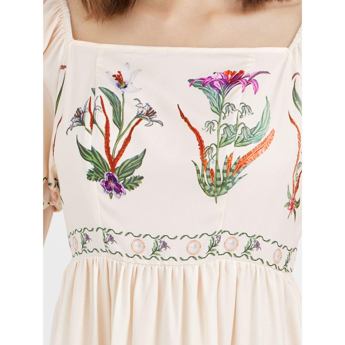 Styli Floral Print Puff Sleeve Square Neck Midi Dress-women-clothing-dresses-image-4