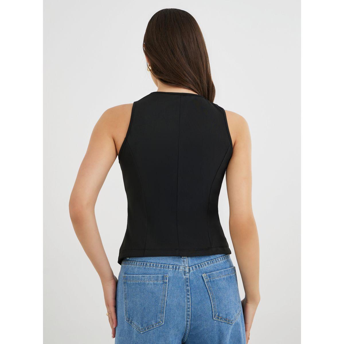 Styli Solid Sleeveless V-Neck Blouse-women-clothing-shirtsandblouses-blouses-image-4