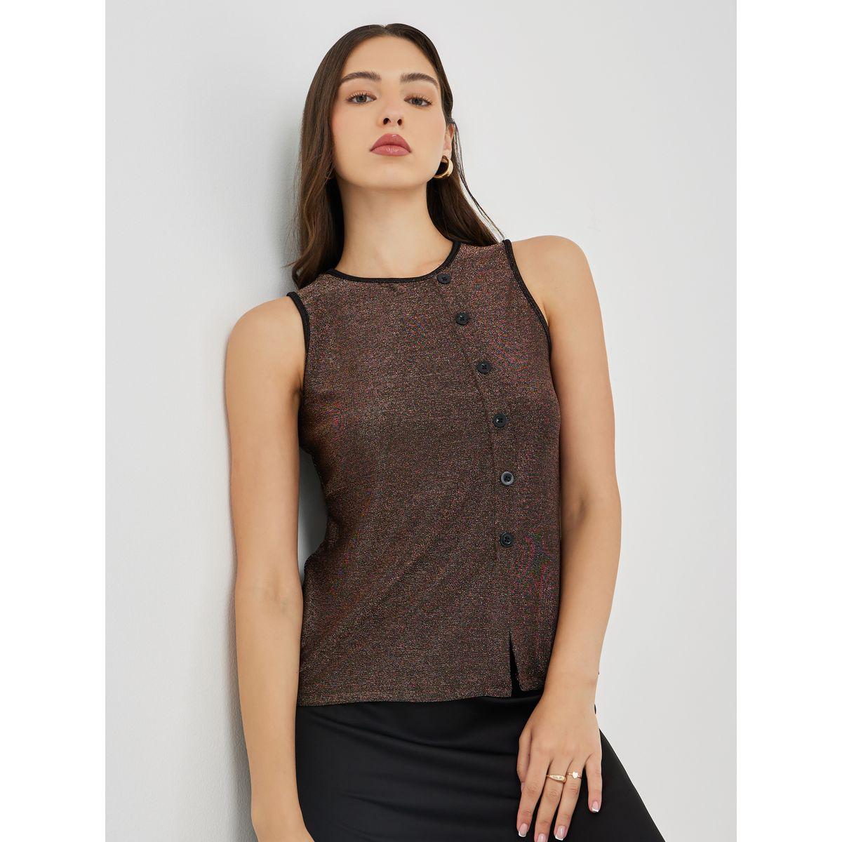 بلوزة بدون أكمام وتفاصيل بارزة الملمس-women-clothing-tshirts-image-1
