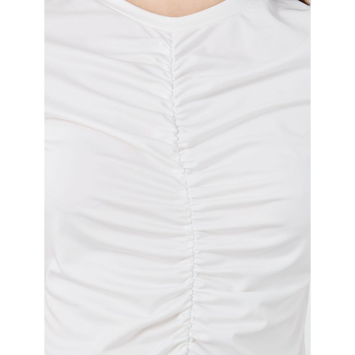 Styli Solid Ruched Detail Short Sleeve T-Shirt-women-clothing-tshirts-image-3