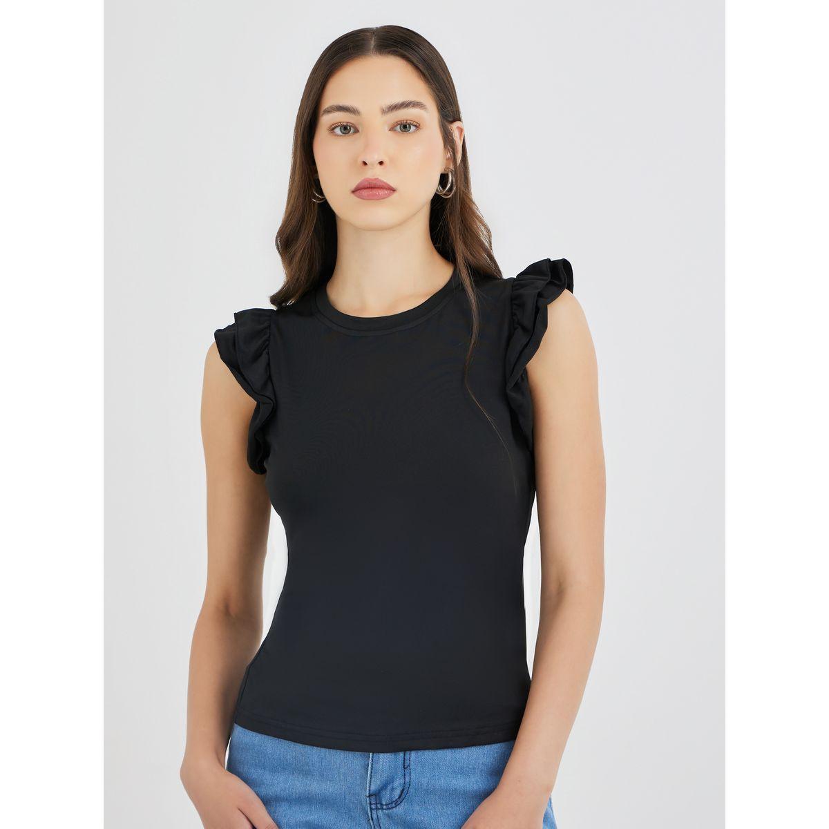 Styli Ruffled Sleeve Round Neck T-Shirt-women-clothing-tshirts-image-4