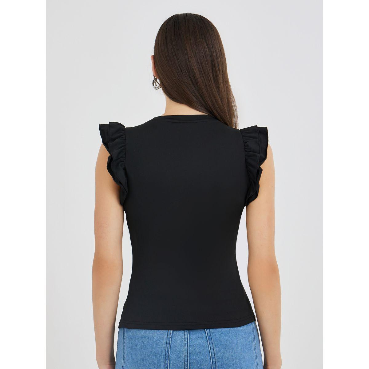 Styli Ruffled Sleeve Round Neck T-Shirt-women-clothing-tshirts-image-5