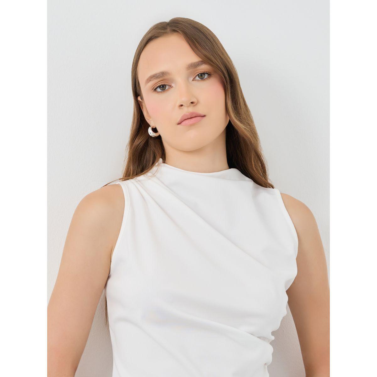 Styli Solid Side Waist Gathered Knitted Top-women-clothing-shirtsandblouses-blouses-image-3