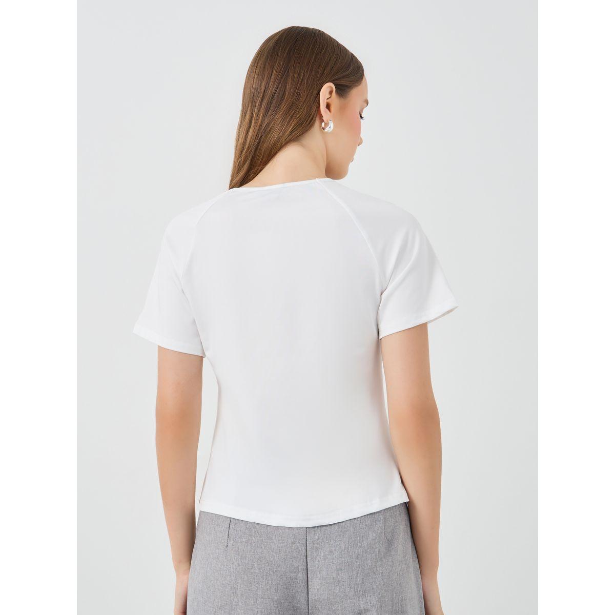 Styli Solid Round Neck T-Shirt with Cut-Out Detail-women-clothing-tshirts-image-4