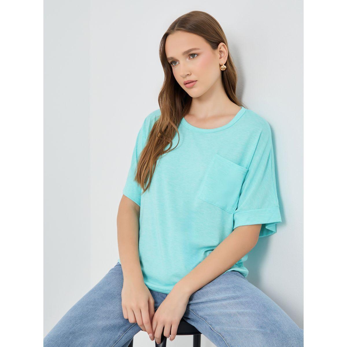 Styli Solid Round Neck Oversized T-Shirt-women-clothing-tshirts-image-1