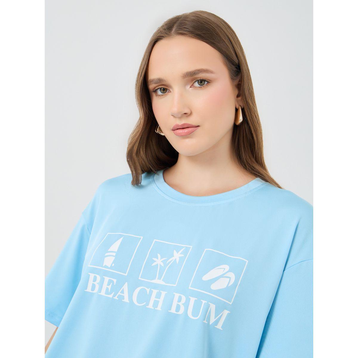 تيشيرت بياقة دائرية وطبعة كتابة-women-clothing-tshirts-image-3