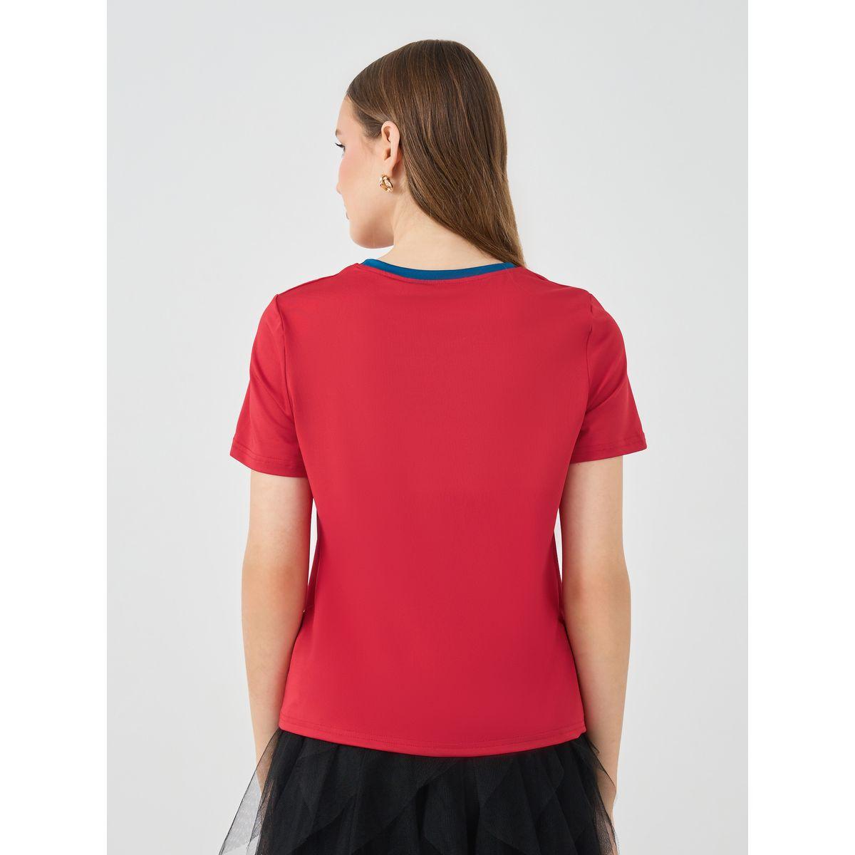 تيشيرت بياقة دائرية وطبعة كتابة-women-clothing-tshirts-image-4