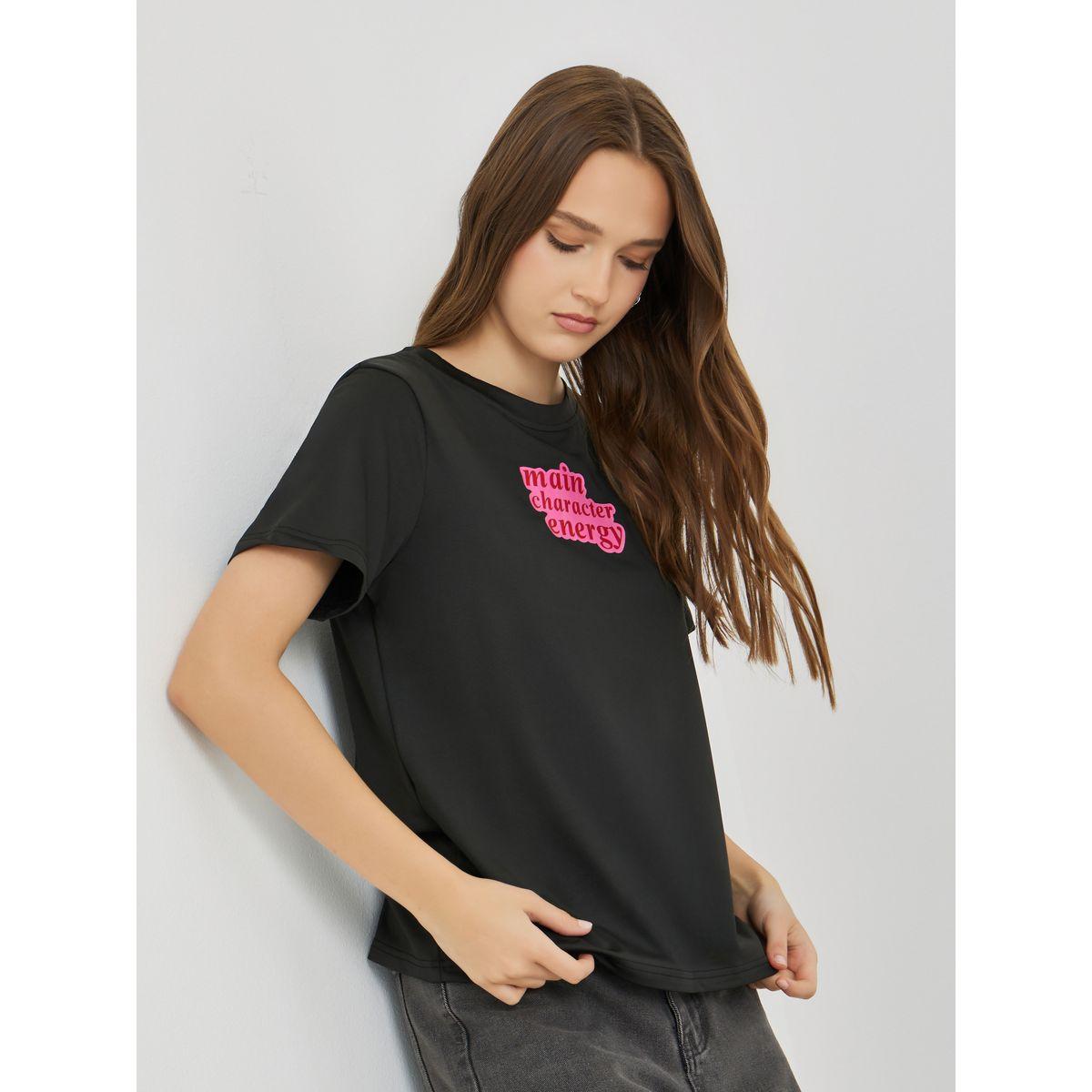 Styli Slogan Print Regular Fit T-Shirt-women-clothing-tshirts-image-1