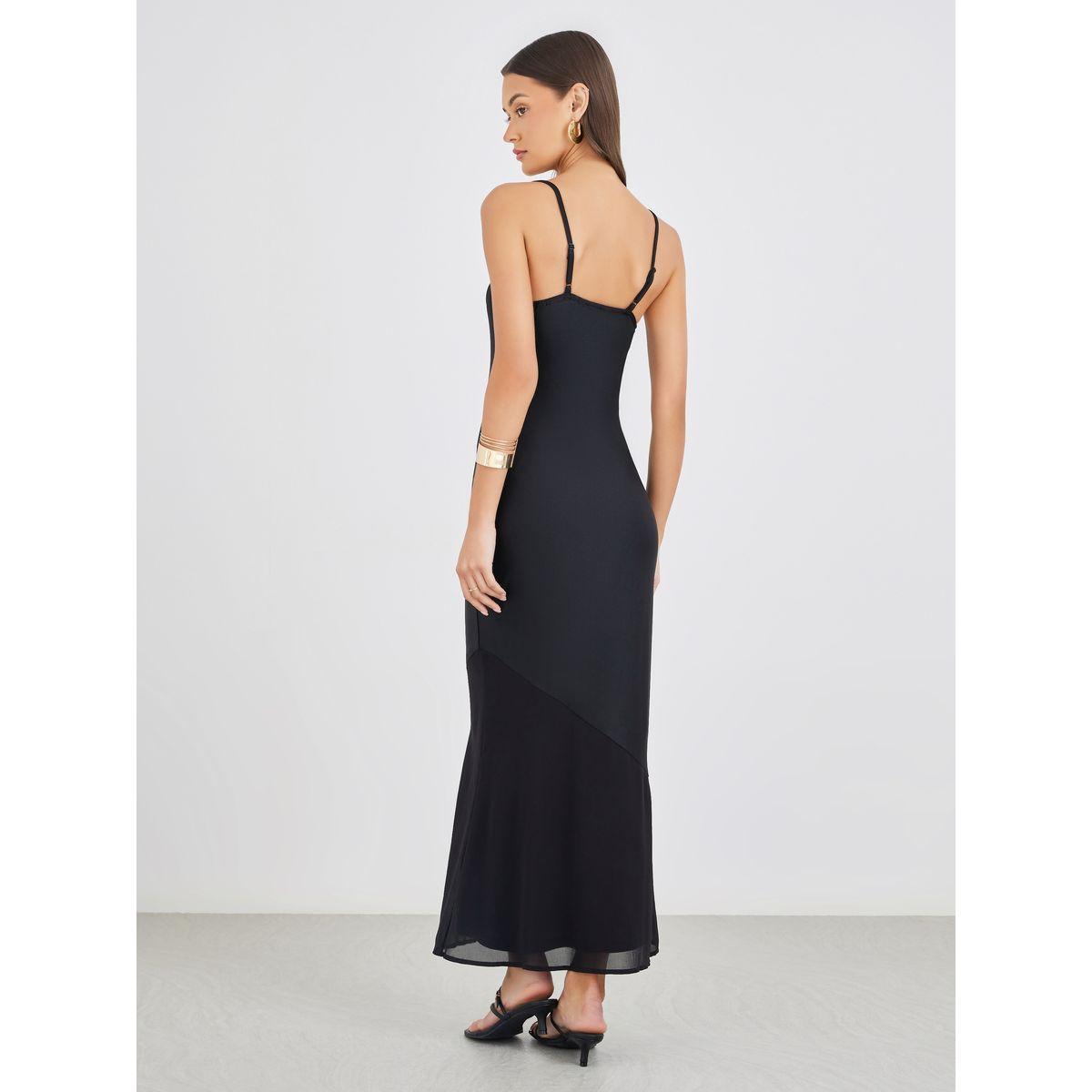 Styli Knit Satin Strappy A-Line Maxi Dress-women-clothing-dresses-image-5