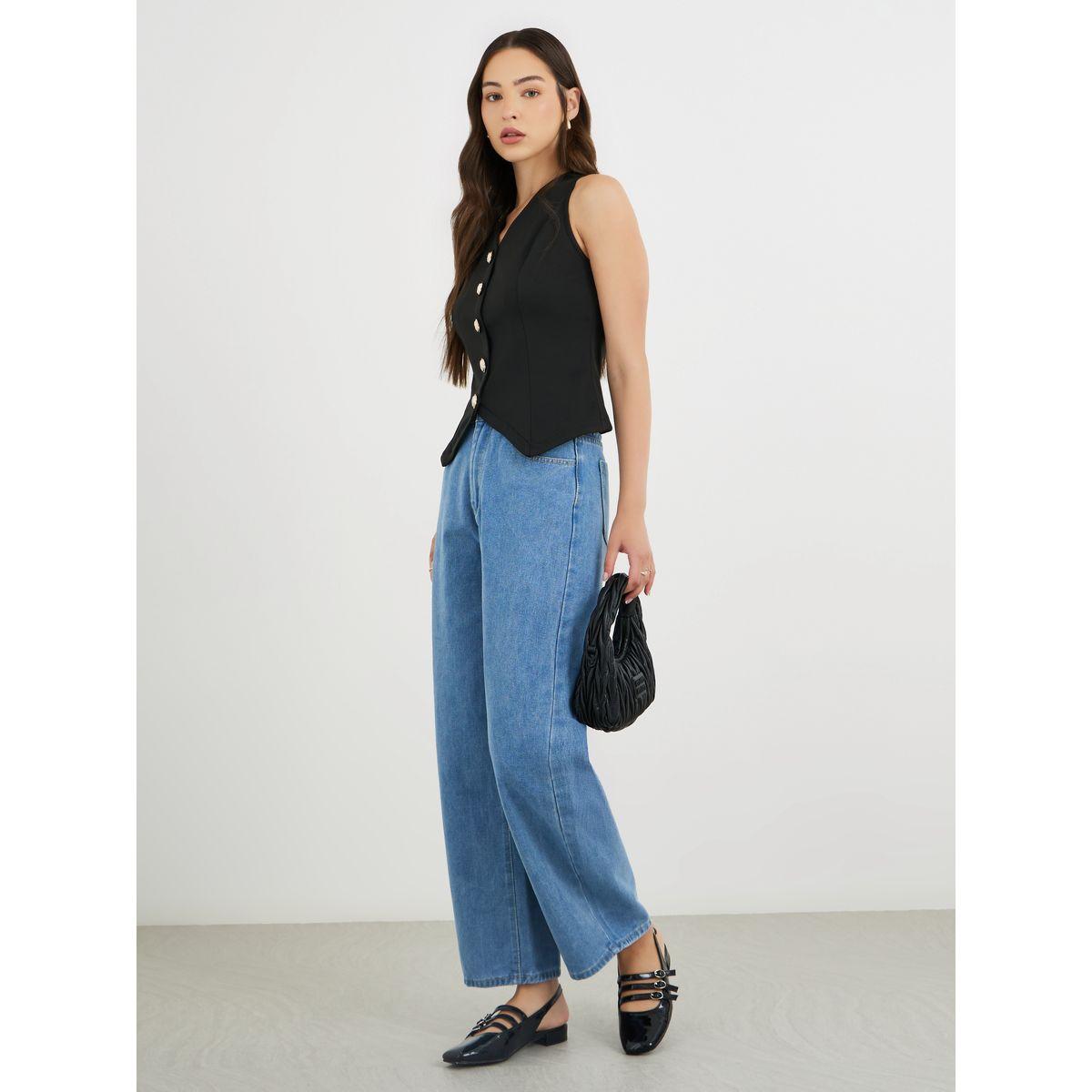 بنطال جينز بخصر متوسط وقصة أرجل واسعة-women-clothing-bottoms-jeans-image-1