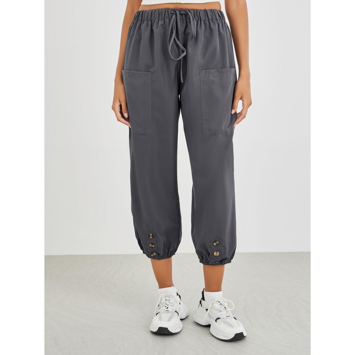 بنطال قصير بقصة مريحة وأربطة-women-clothing-bottoms-joggers-image-2