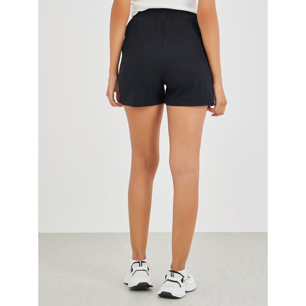 Styli Solid Mid Rise Loose Fit Shorts-women-clothing-bottoms-shorts-image-4
