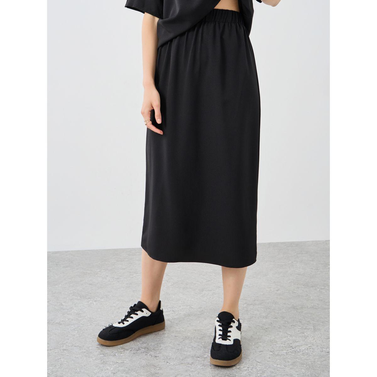 Styli Relaxed Fit Solid Top and Midi Skirt Co-Ords-women-clothing-coordsets-image-5