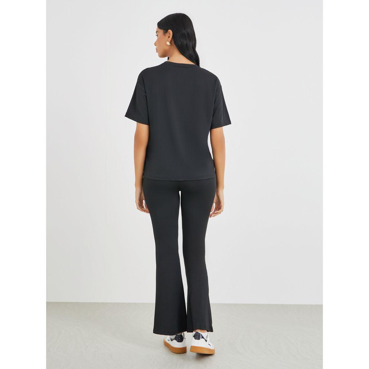 Styli Slogan Printed T-Shirt and Flared Leggings Co-Ords-women-clothing-coordsets-image-5