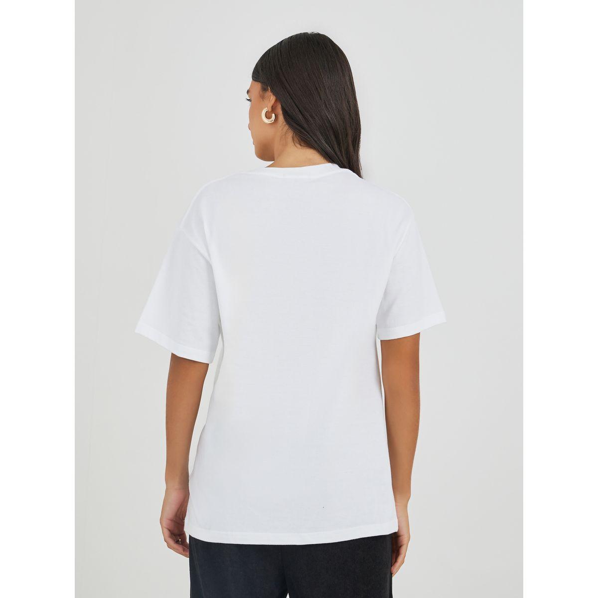 تيشيرت فضفاض بياقة دائرية وطبعة كتابة-women-clothing-tshirts-image-4