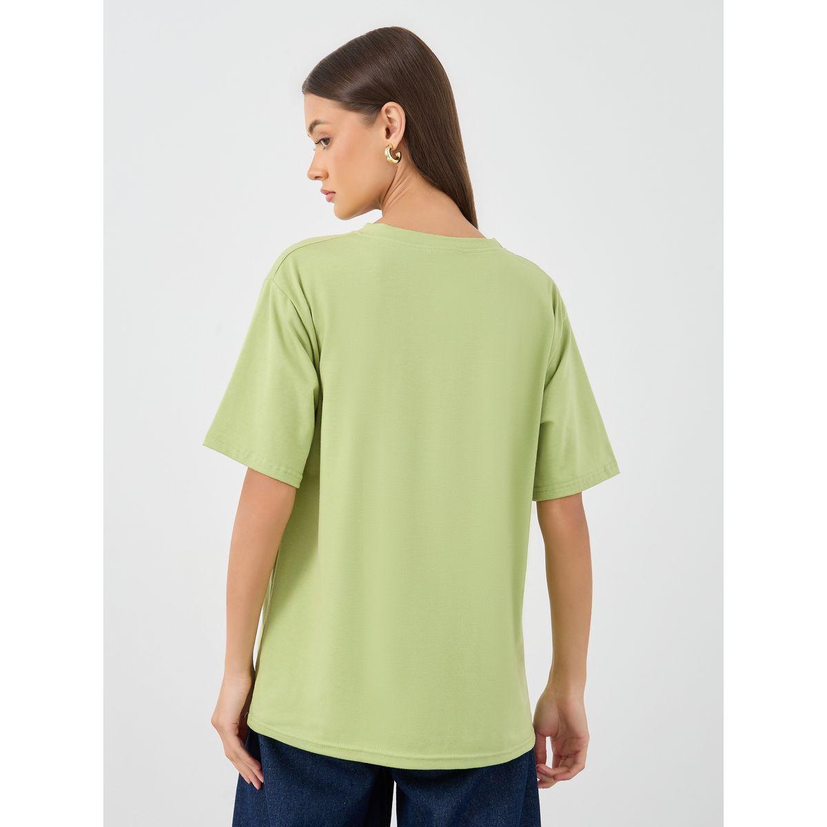تيشيرت فضفاض بطبعة كتابة بارزة الملمس-women-clothing-tshirts-image-4