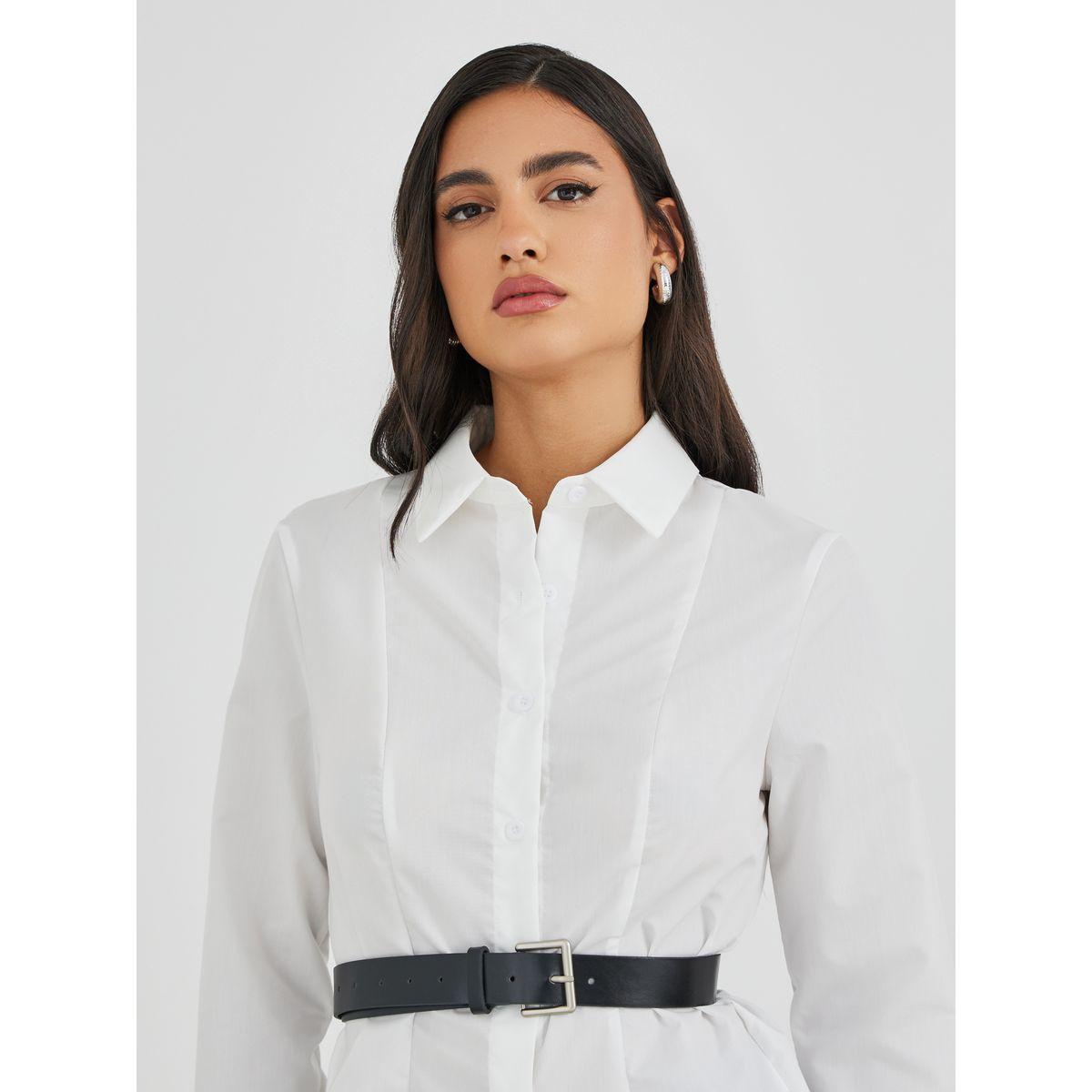 Styli Solid Long Sleeve Buttoned Shirt with Belt-women-clothing-shirtsandblouses-shirts-image-3