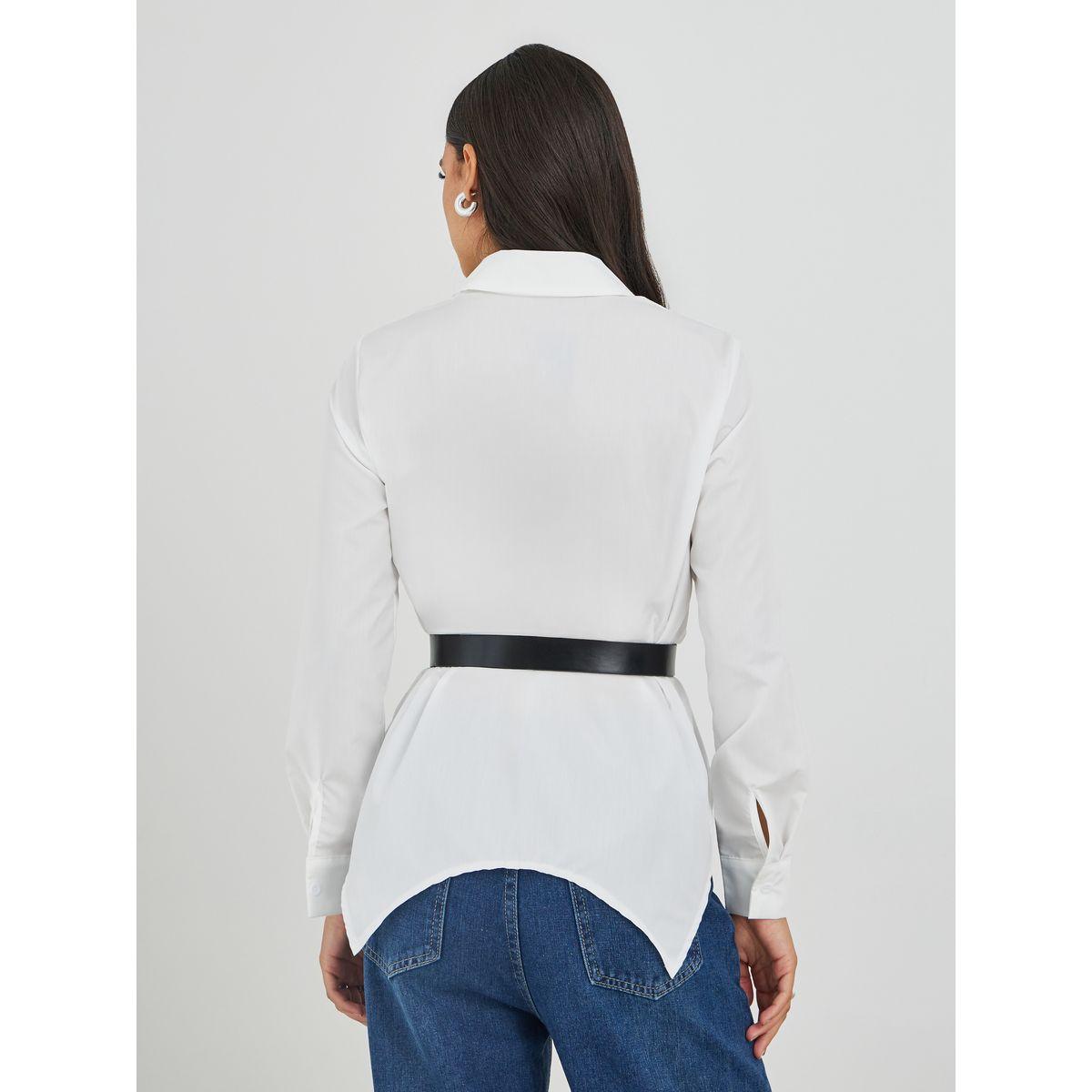 Styli Solid Long Sleeve Buttoned Shirt with Belt-women-clothing-shirtsandblouses-shirts-image-4