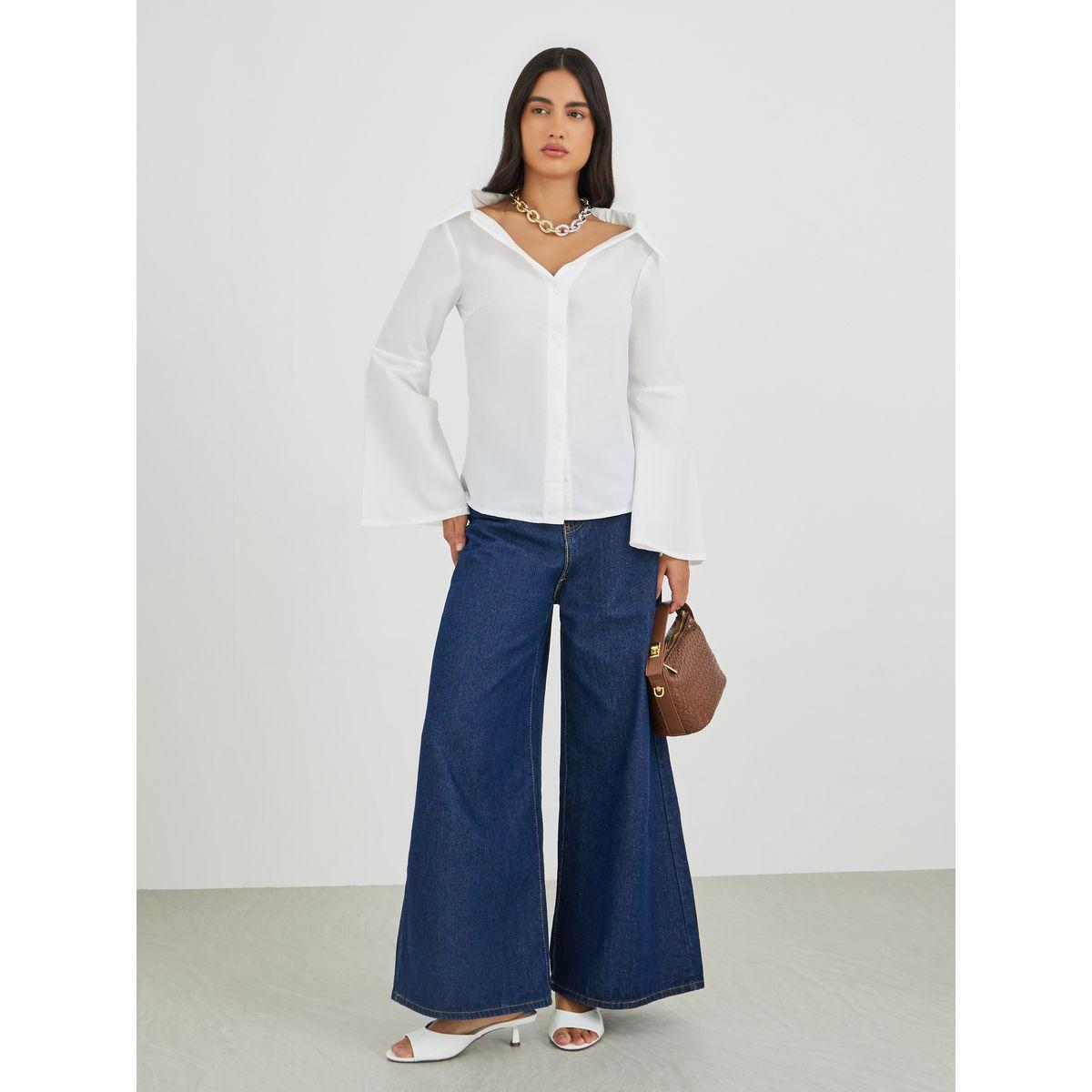 بلوزة بأكتاف مكشوفة وأزرار-women-clothing-shirtsandblouses-shirts-image-2