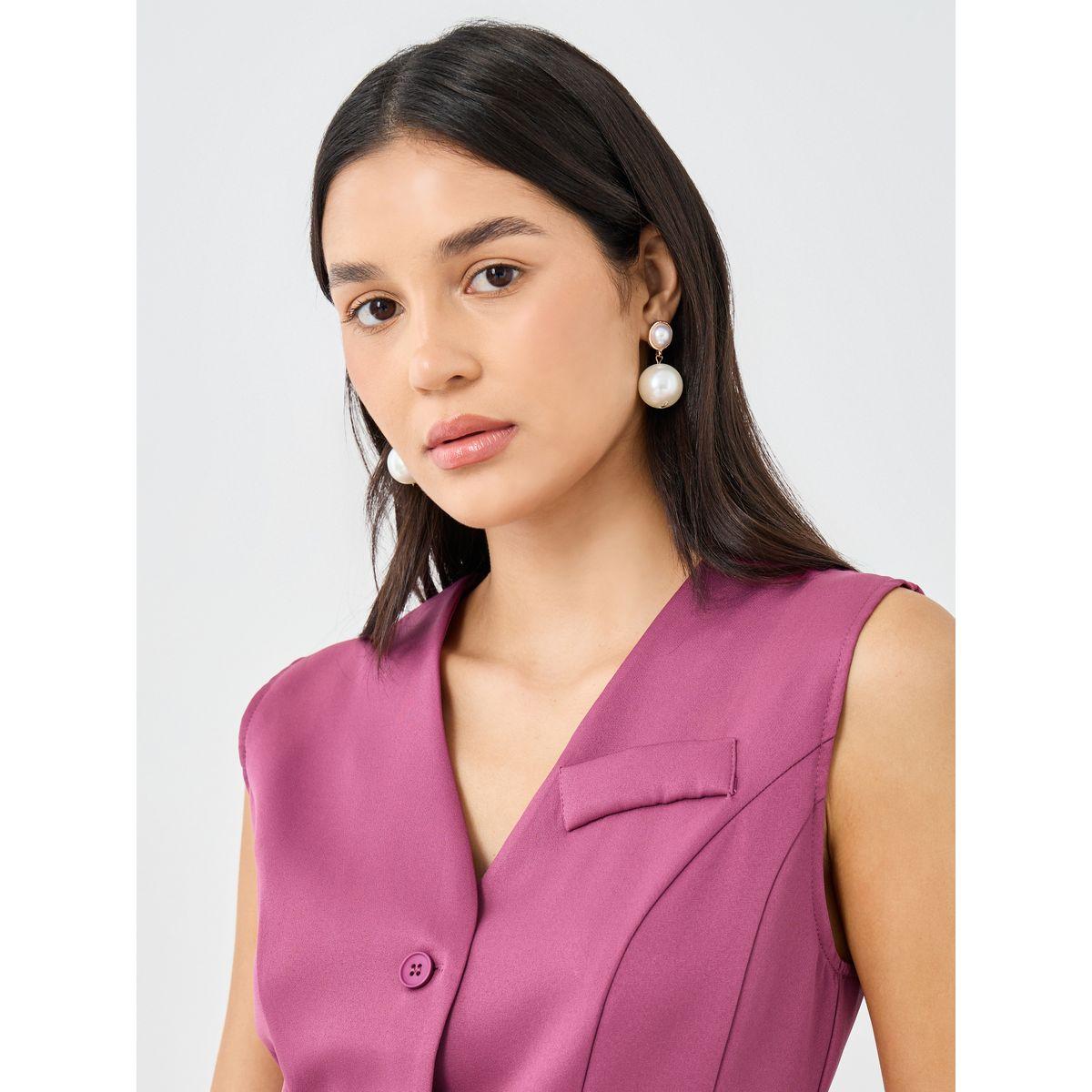Styli Solid V-Neck Sleeveless Waistcoat-women-clothing-coatsandjackets-waistcoats-image-3
