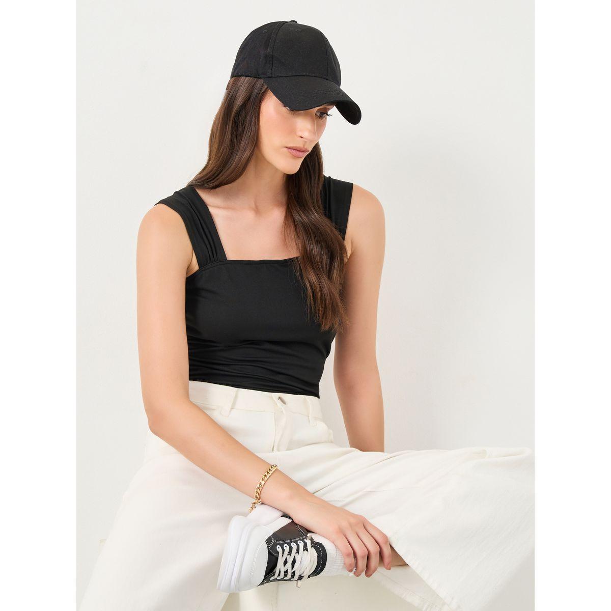 Styli Women Black Square Neck Bodysuit-women-clothing-shirtsandblouses-blouses-image-1