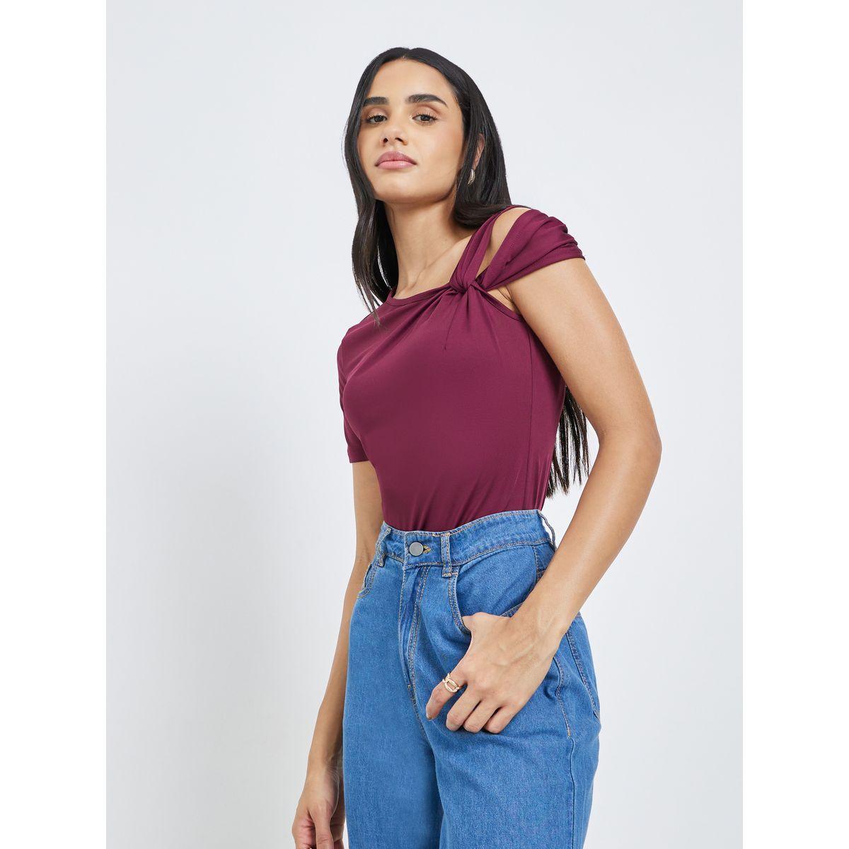 بلوزة محبوكة بتفاصيل عقدة-women-clothing-tshirts-image-1
