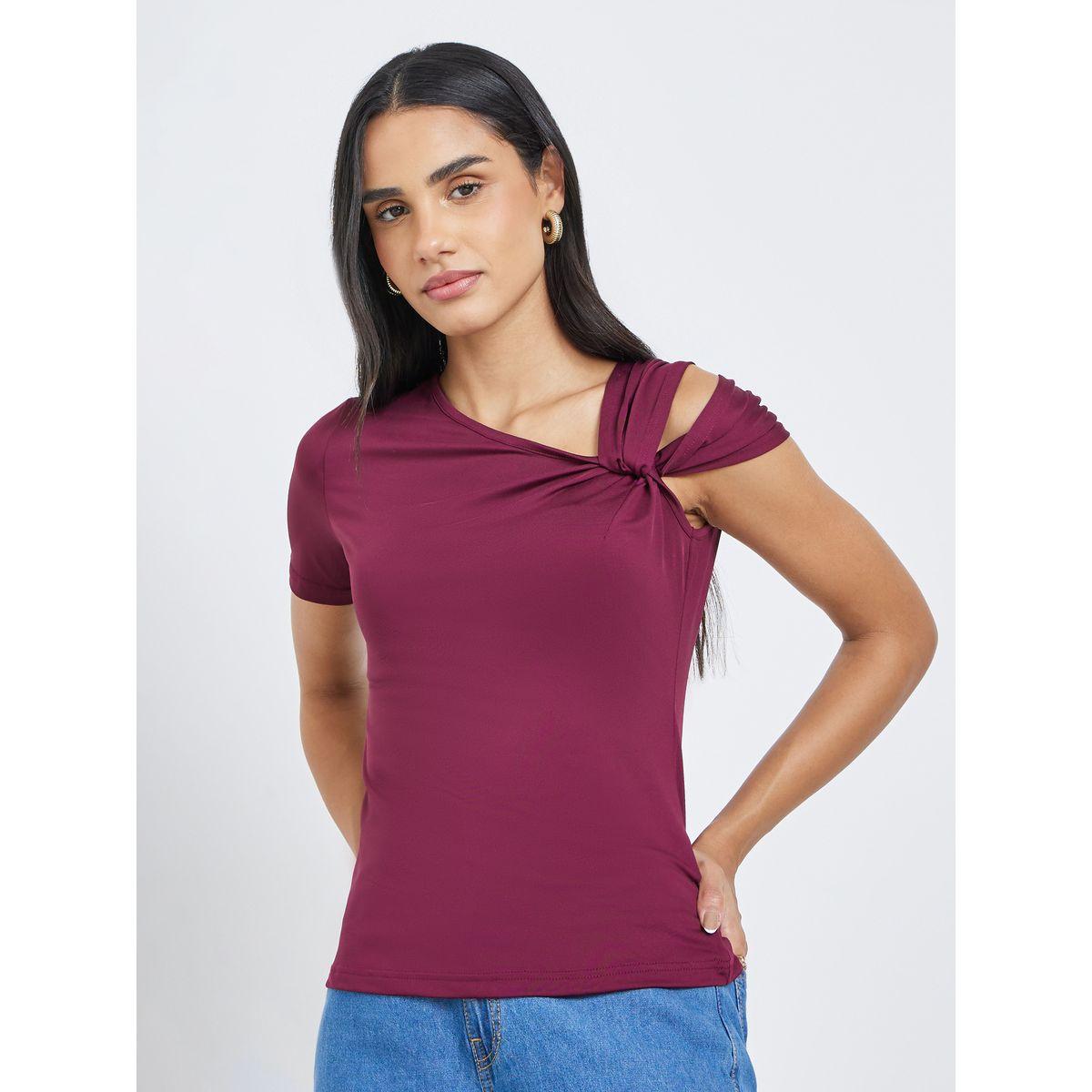 بلوزة محبوكة بتفاصيل عقدة-women-clothing-tshirts-image-3