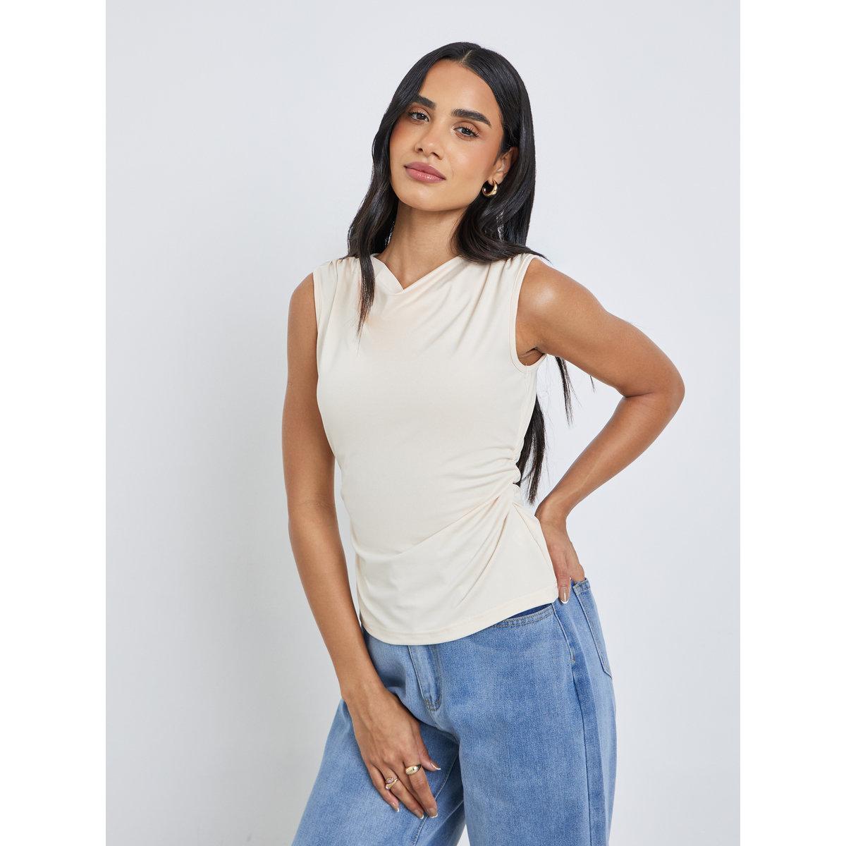 بلوزة بلا أكمام مع خصر بتفاصيل مُجمعة-women-clothing-shirtsandblouses-blouses-image-3