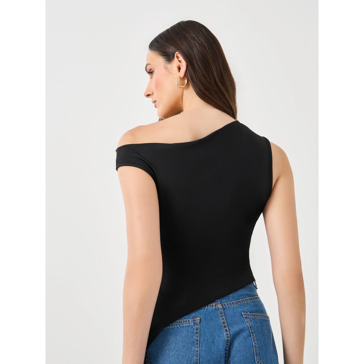 بلوزة محبوكة بتفاصيل كتف واحد-women-clothing-tshirts-image-4