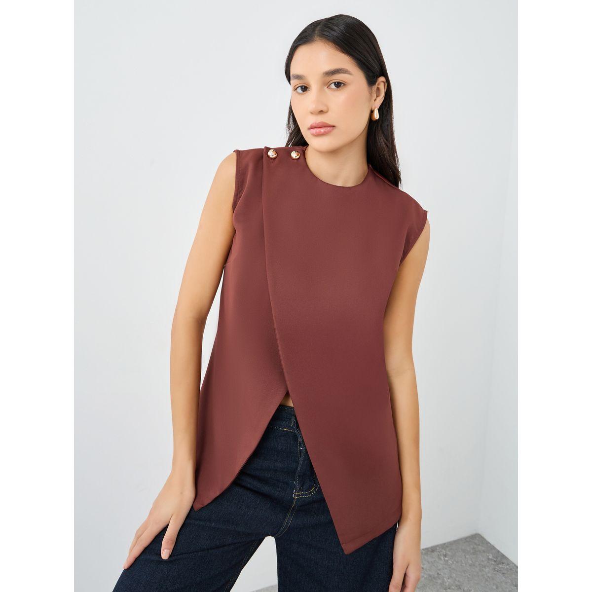 جيليه سادة بحافة غير متماثلة الطول-women-clothing-coatsandjackets-waistcoats-image-3