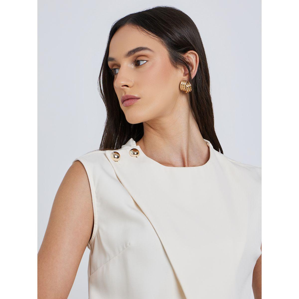 Styli Cream Solid Asymmetric Hem Waistcoat-women-clothing-coatsandjackets-waistcoats-image-3